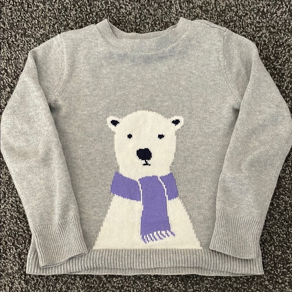 Gray Sweater with Polar Bear Design. Worn once